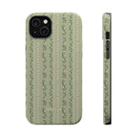 Phone case with floral pattern on a light green background