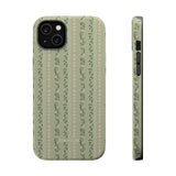 Phone case with floral pattern on a light green background