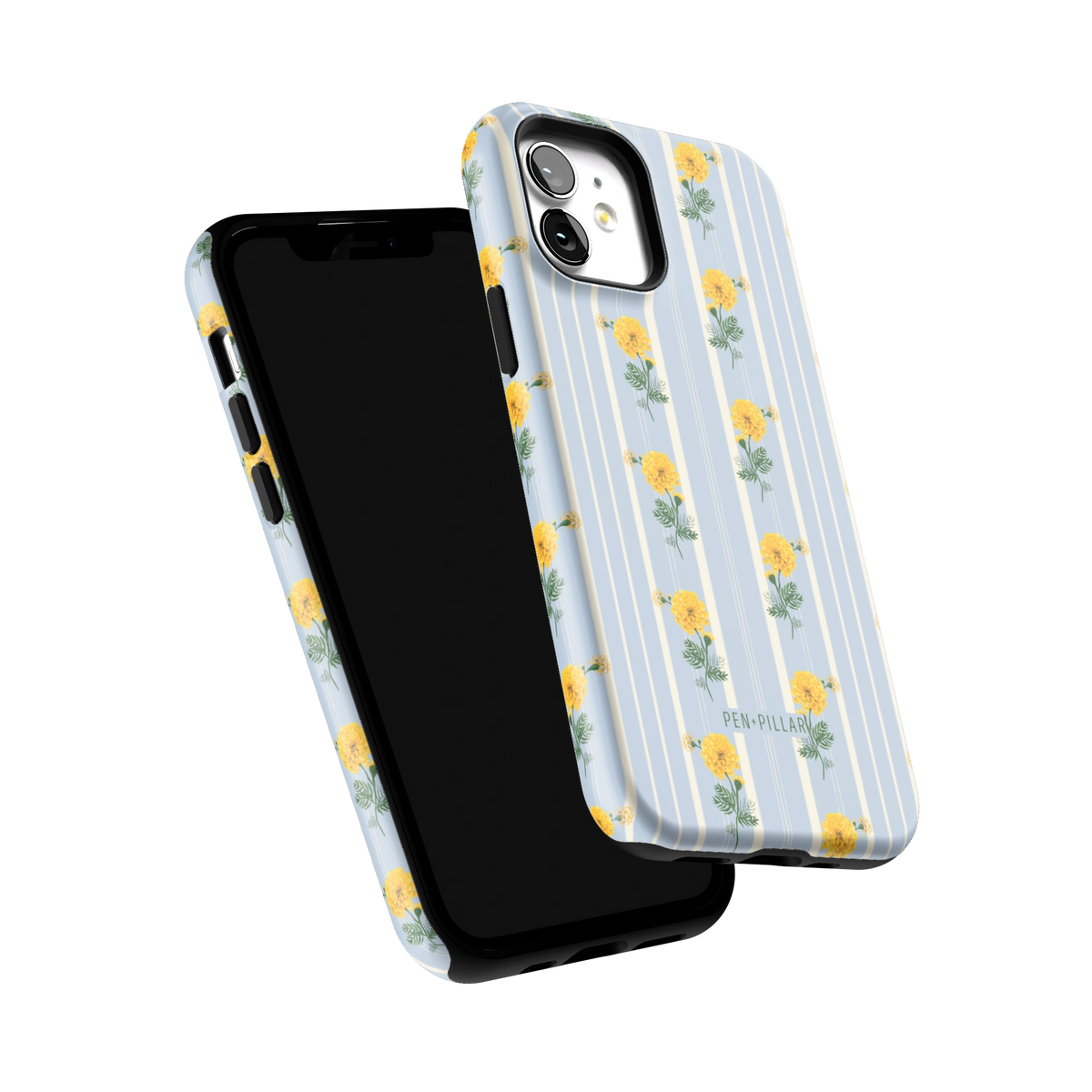October Birth Month iPhone 12 case tilted to show the raised edges around the screen and camera