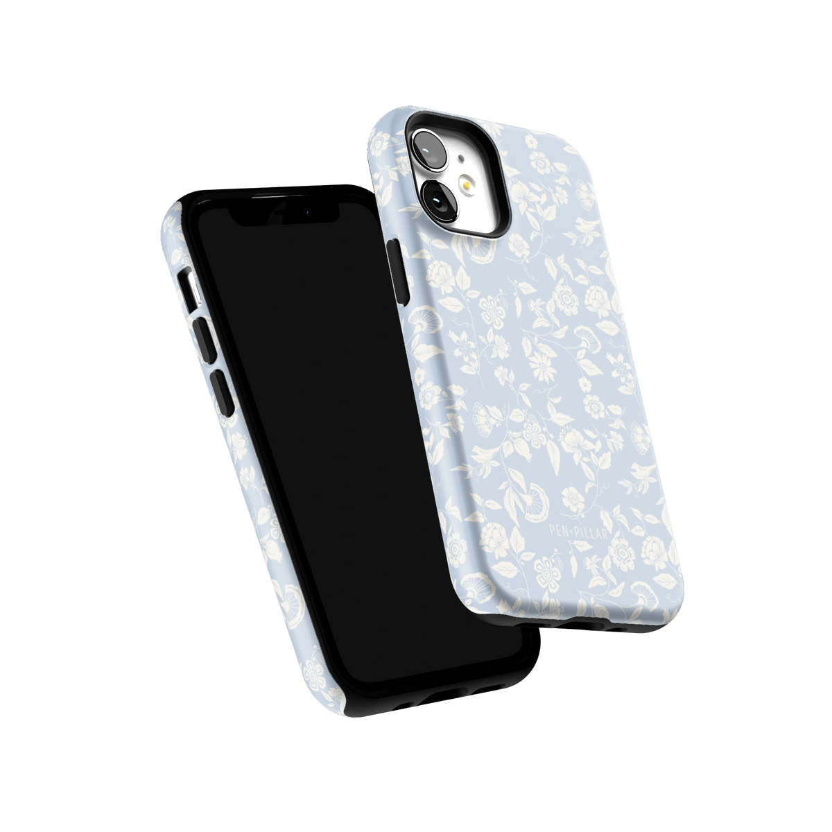 Spritz iPhone 12 mini case tilted to show the raised edges around the screen and camera