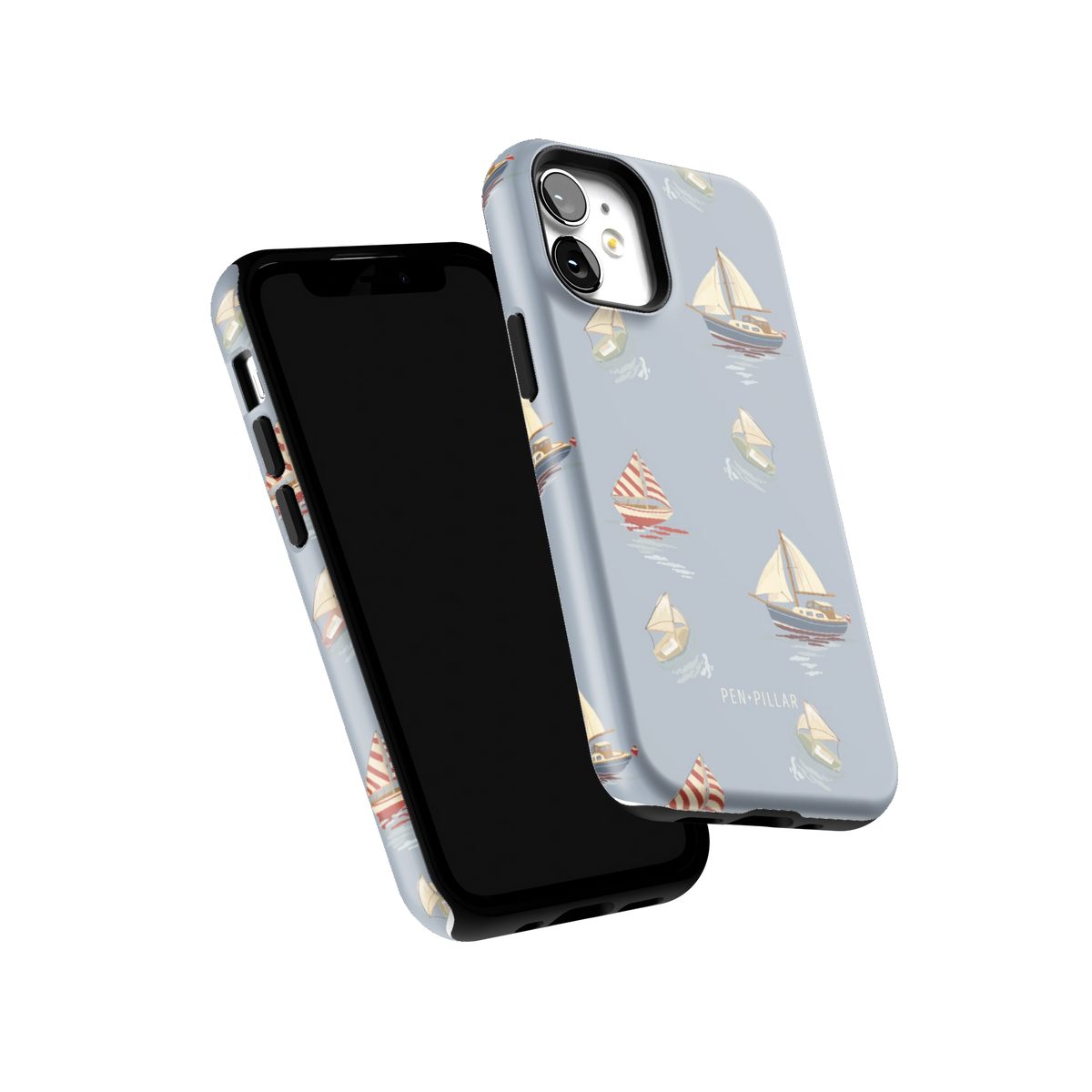 Harbor iPhone 12 mini case tilted to show the raised edges around the screen and camera