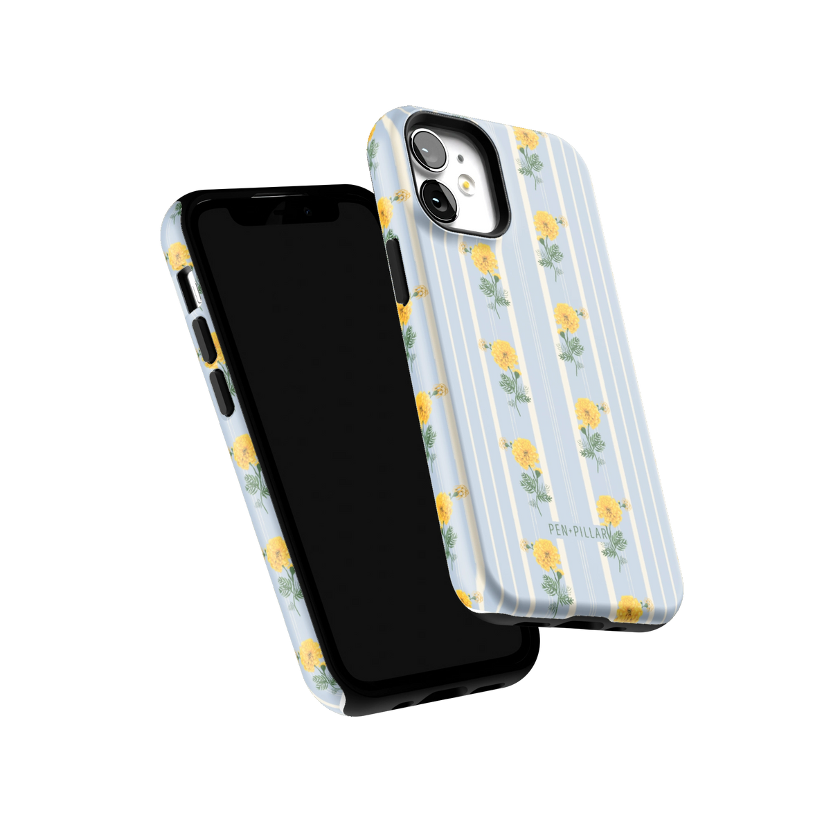October Birth Month iPhone 12 mini case tilted to show the raised edges around the screen and camera