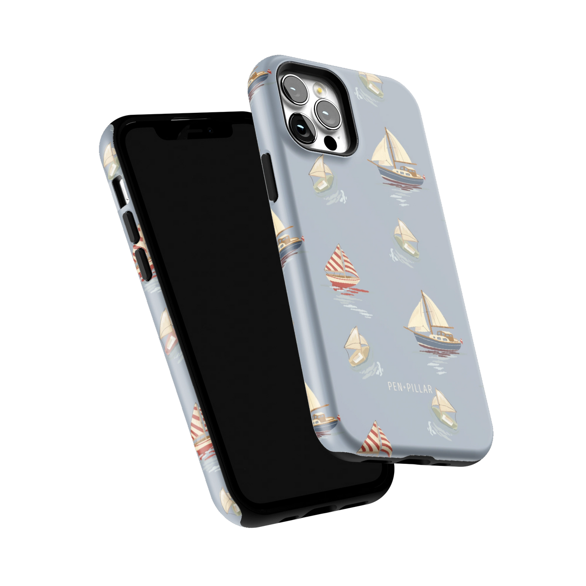 Harbor iPhone 12 Pro case tilted to show the raised edges around the screen and camera