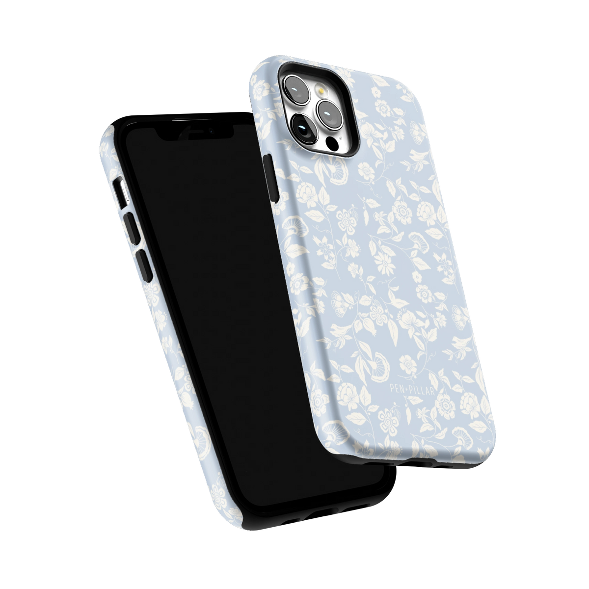 Spritz iPhone 12 Pro case tilted to show the raised edges around the screen and camera