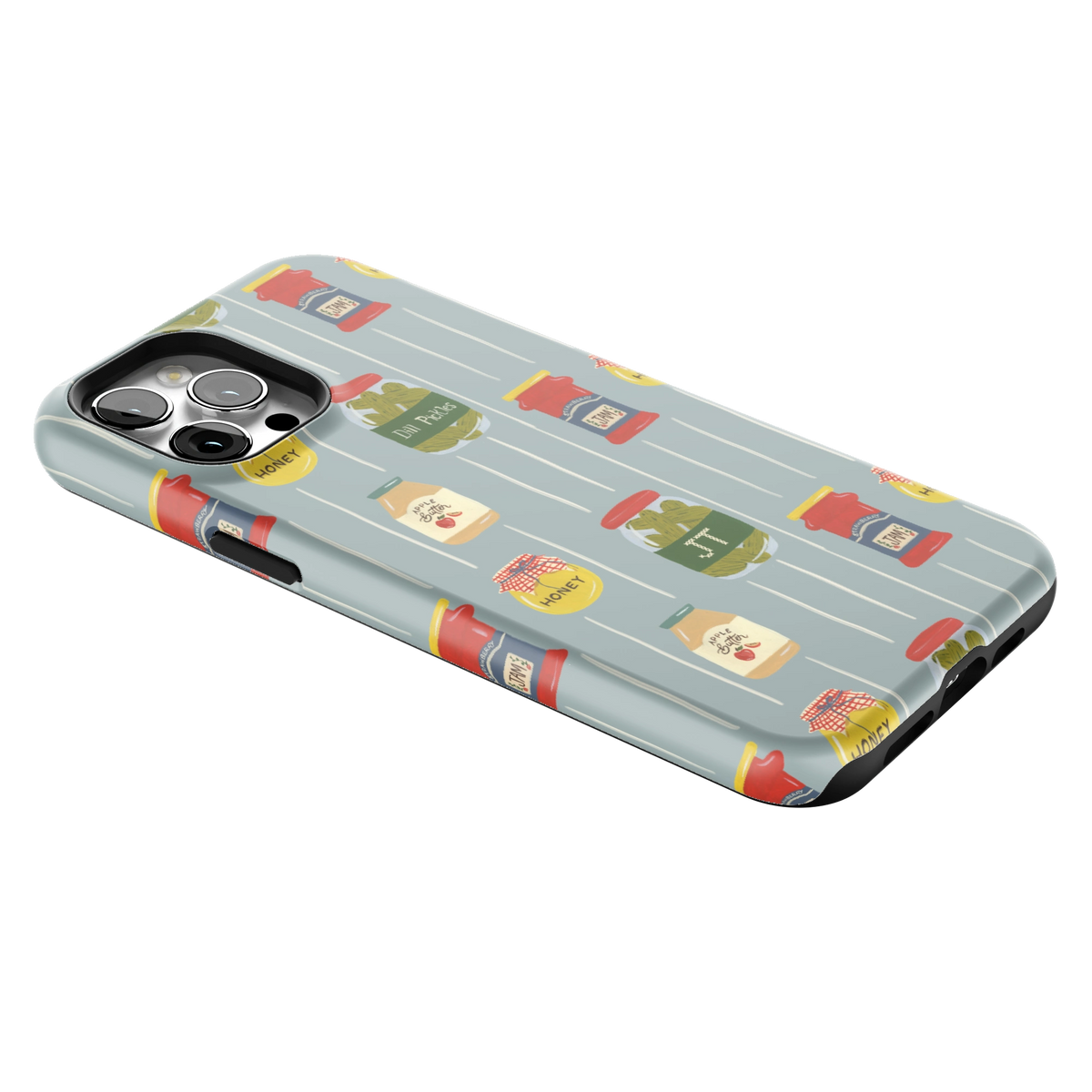 Preserves Personalized iPhone 12 Pro Max case lying at an angle, showing the side buttons and print wrapping the edges