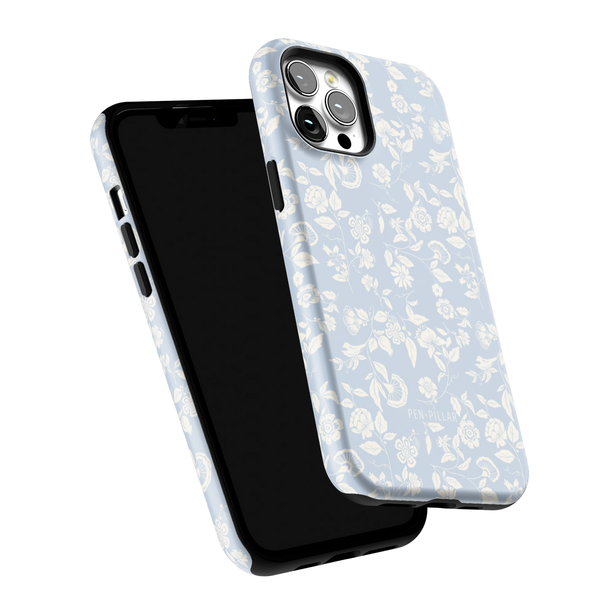 Spritz iPhone 12 Pro Max case tilted to show the raised edges around the screen and camera