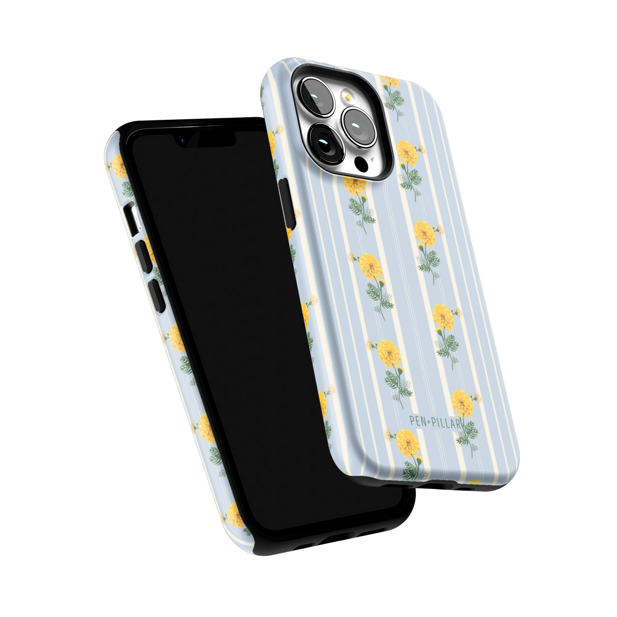 October Birth Month iPhone 13 Pro case tilted to show the raised edges around the screen and camera