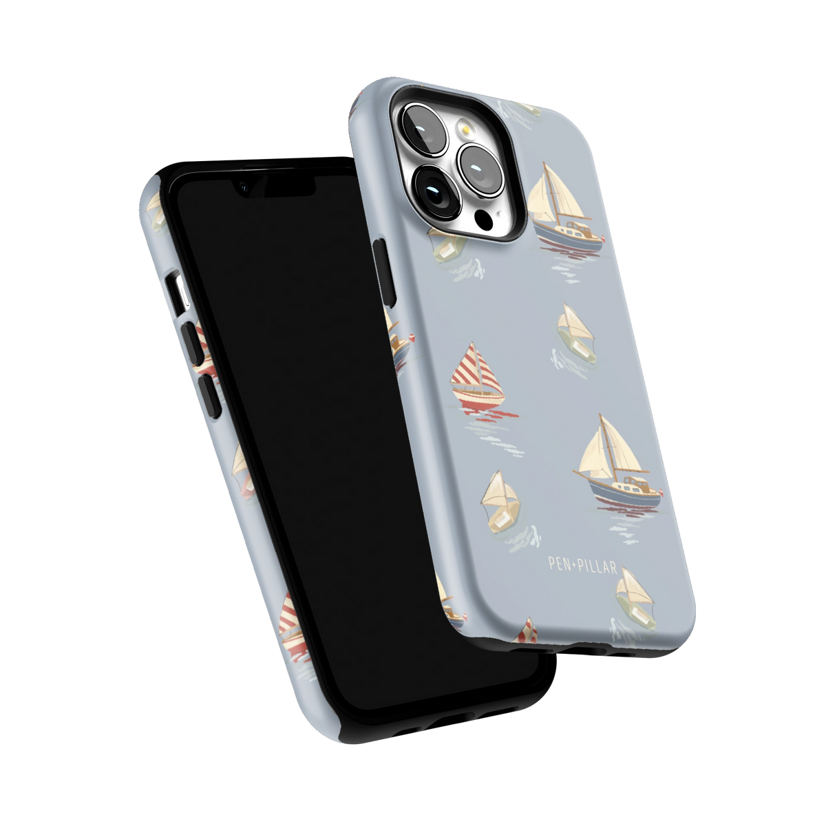Harbor iPhone 13 Pro case tilted to show the raised edges around the screen and camera