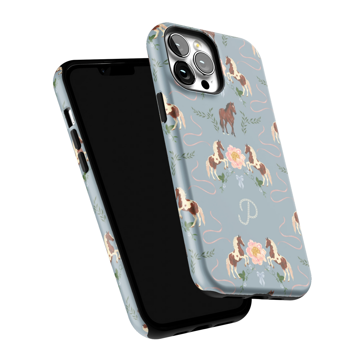 Prairie Personalized iPhone 13 Pro Max case tilted to show the raised edges around the screen and camera