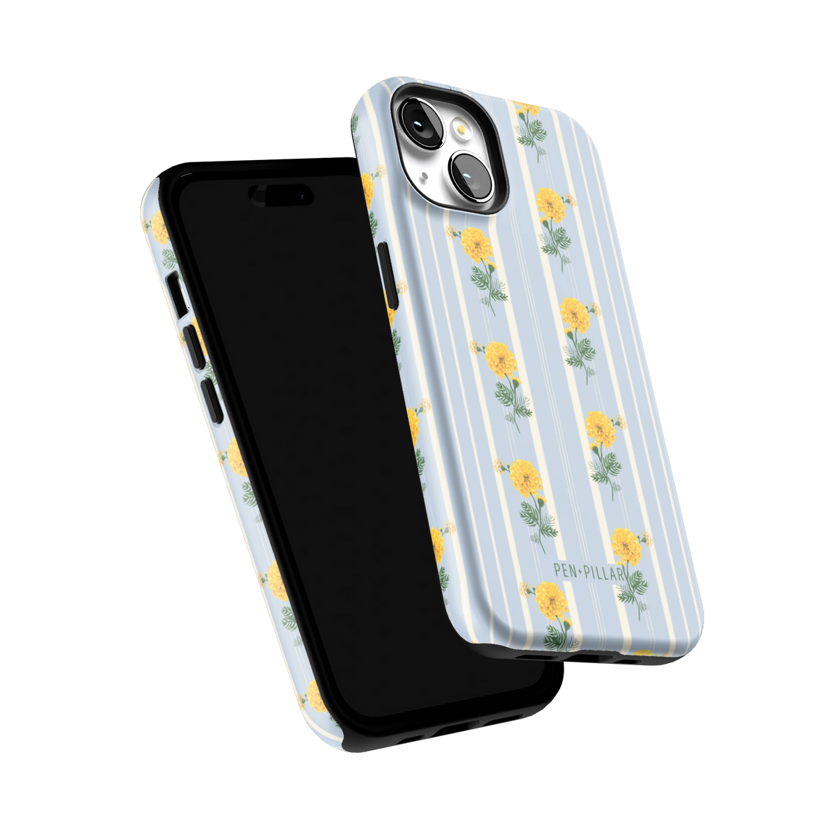 October Birth Month iPhone 14 case tilted to show the raised edges around the screen and camera