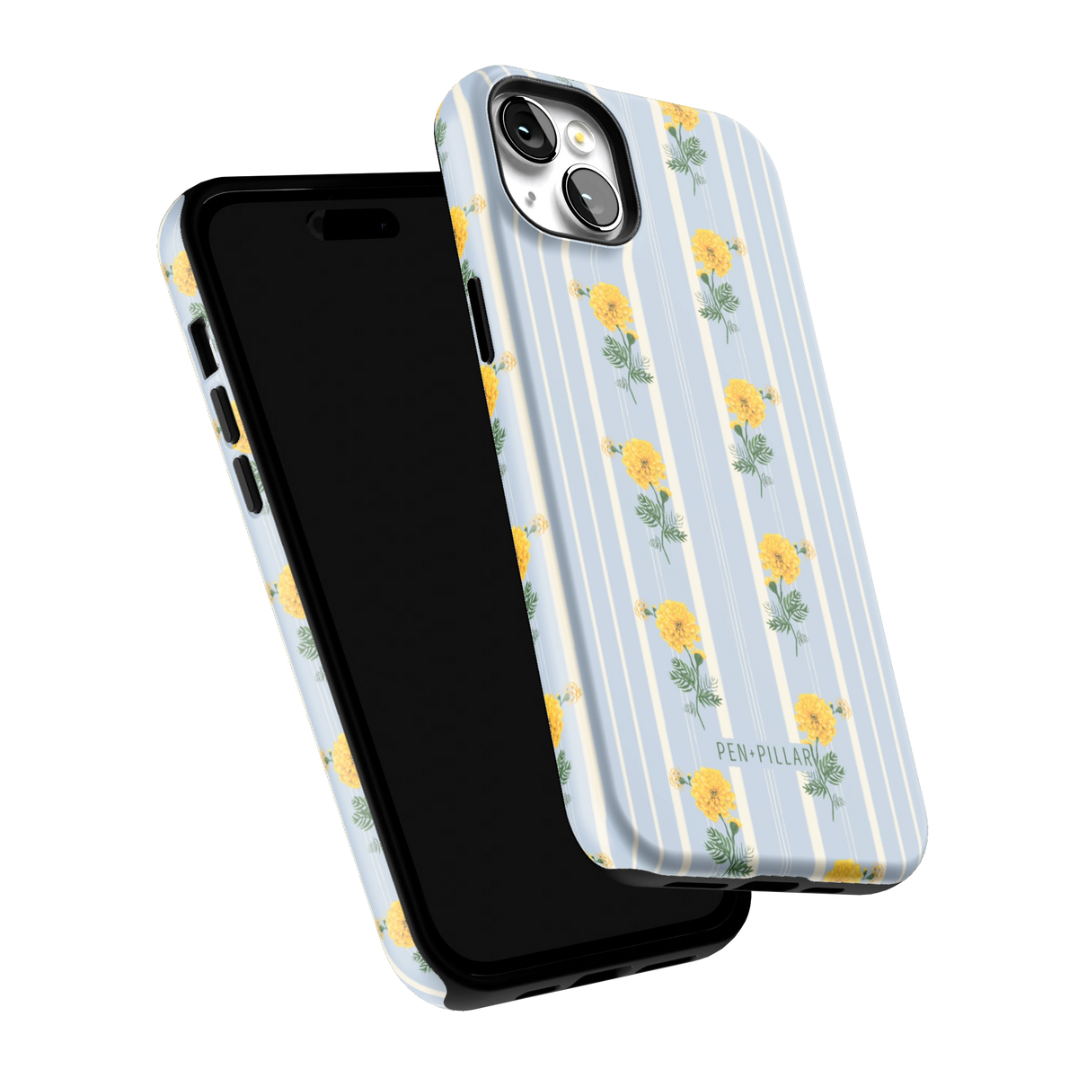 October Birth Month iPhone 14 Plus case tilted to show the raised edges around the screen and camera