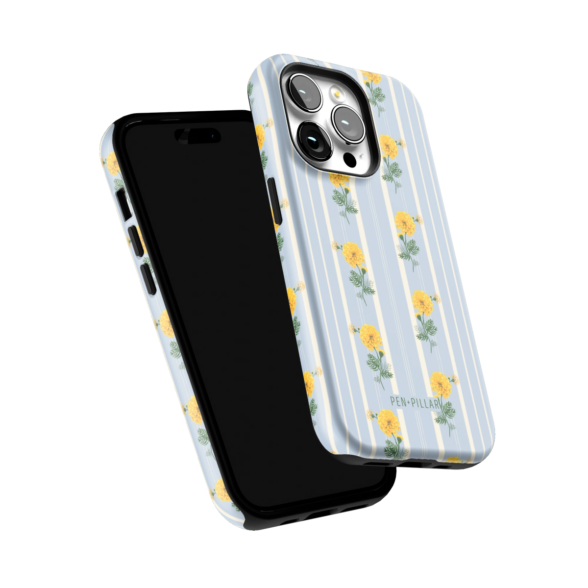 October Birth Month iPhone 14 Pro case tilted to show the raised edges around the screen and camera