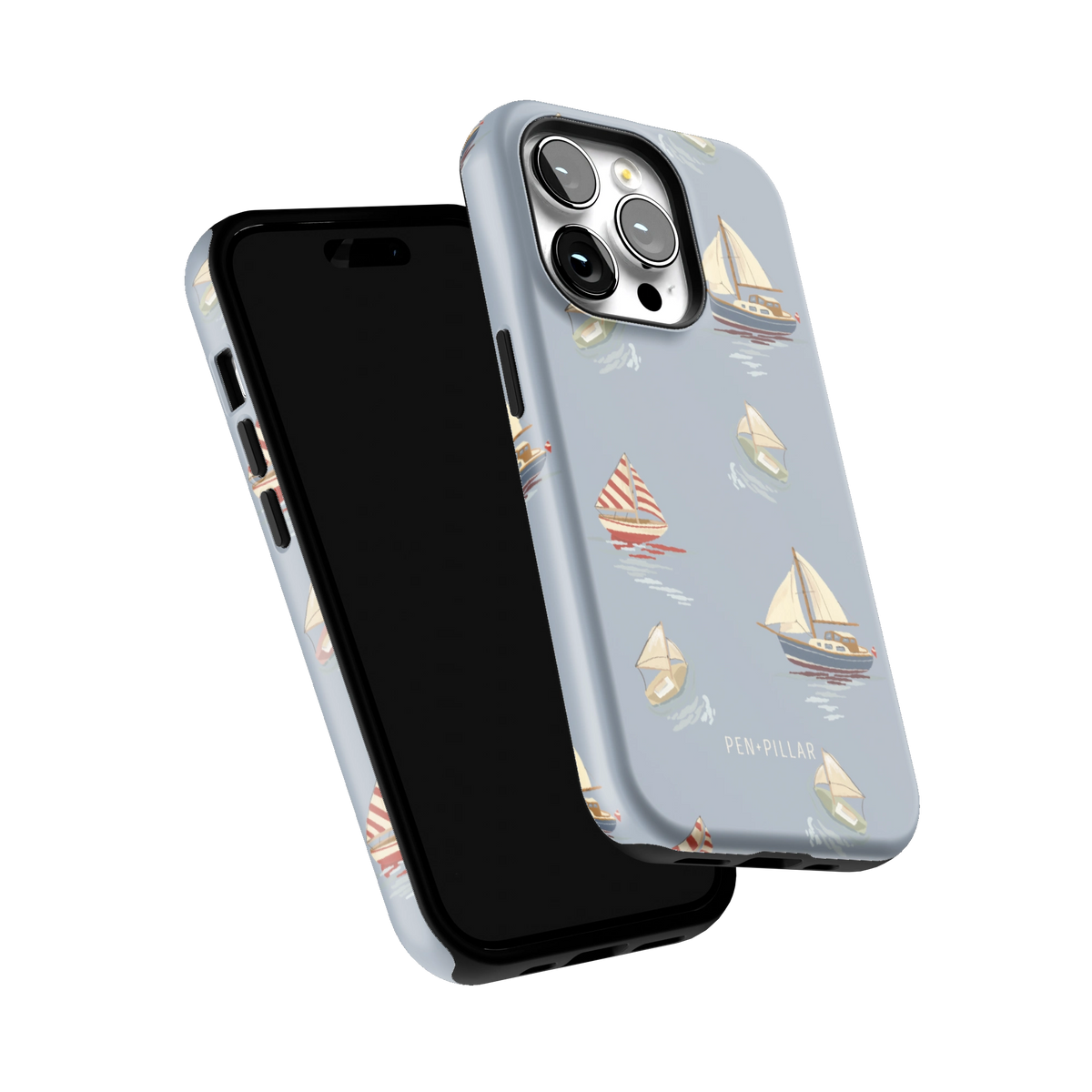 Harbor iPhone 14 Pro case tilted to show the raised edges around the screen and camera