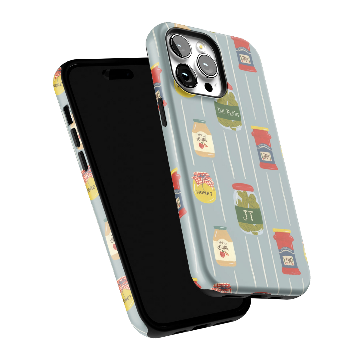 Preserves Personalized iPhone 14 Pro Max case tilted to show the raised edges around the screen and camera