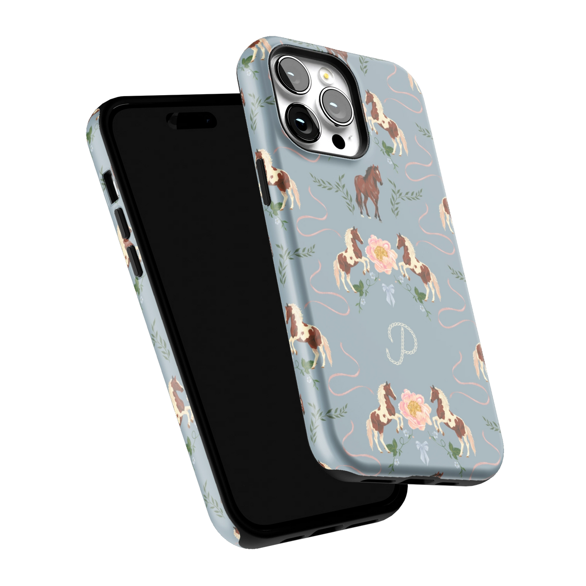 Prairie Personalized iPhone 14 Pro Max case tilted to show the raised edges around the screen and camera