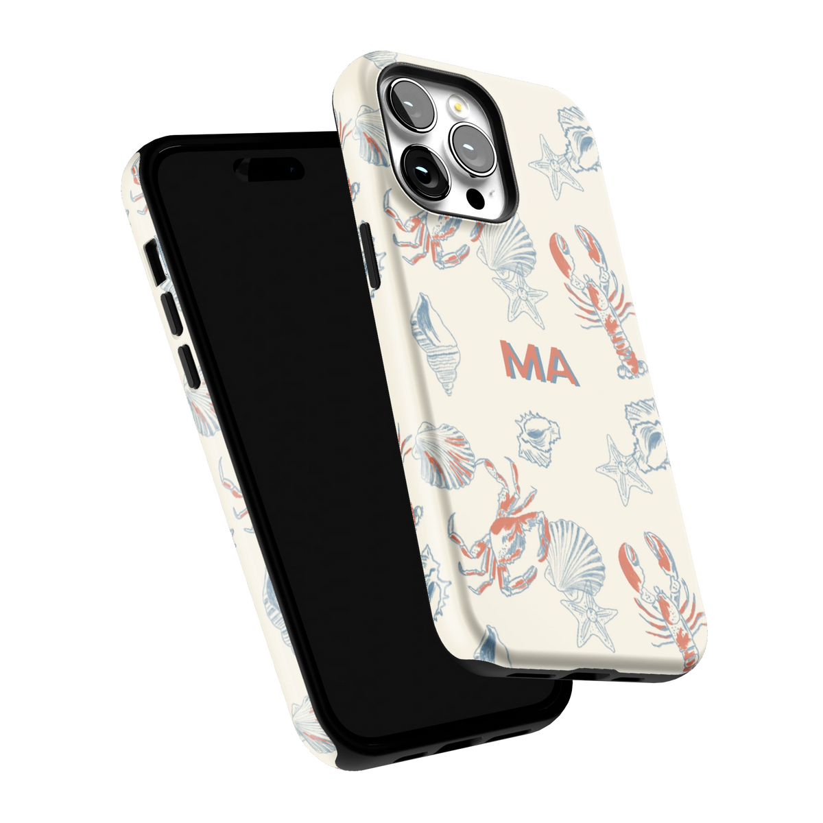 Mariner Personalized iPhone 14 Pro Max case tilted to show the raised edges around the screen and camera