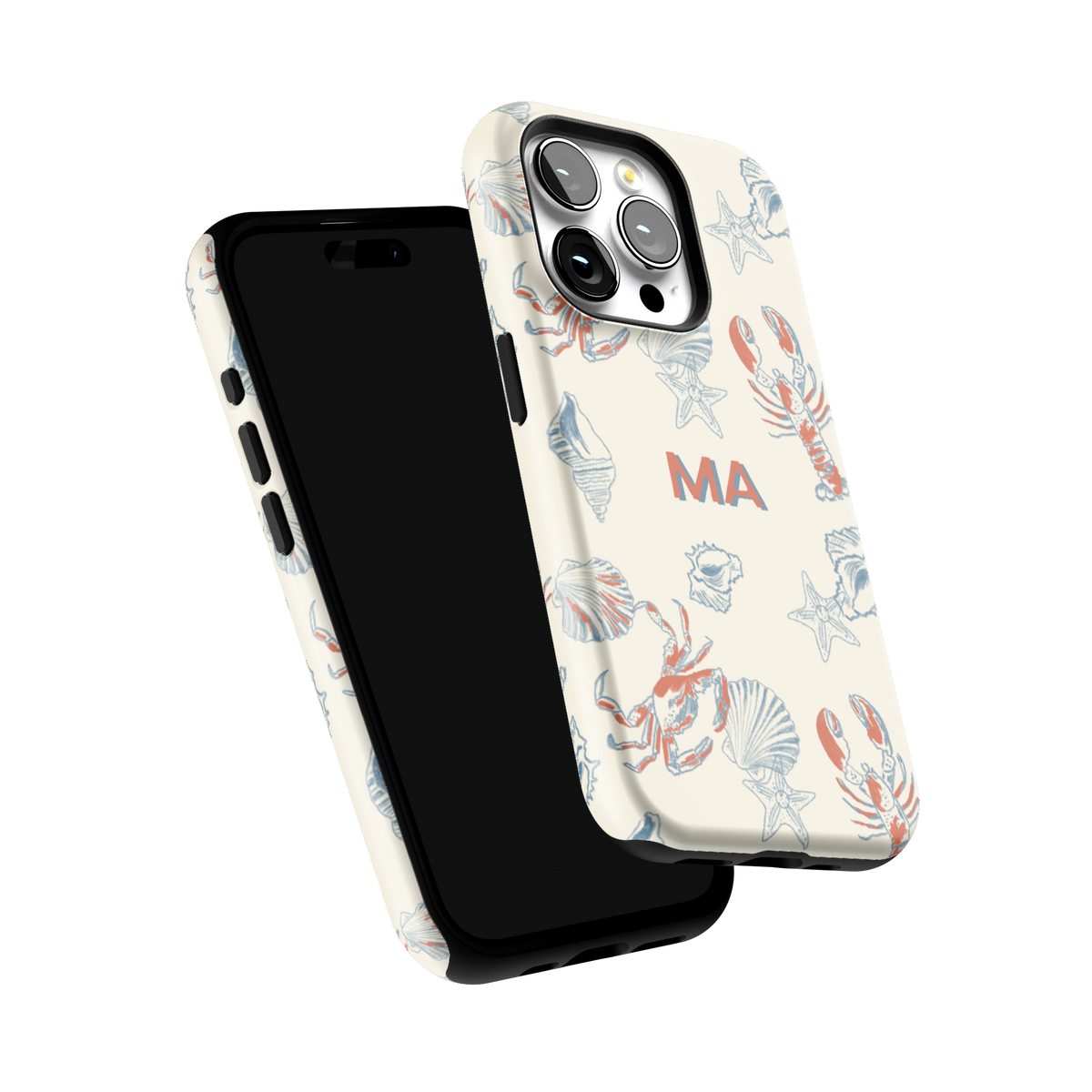 Mariner Personalized iPhone 15 Pro case tilted to show the raised edges around the screen and camera