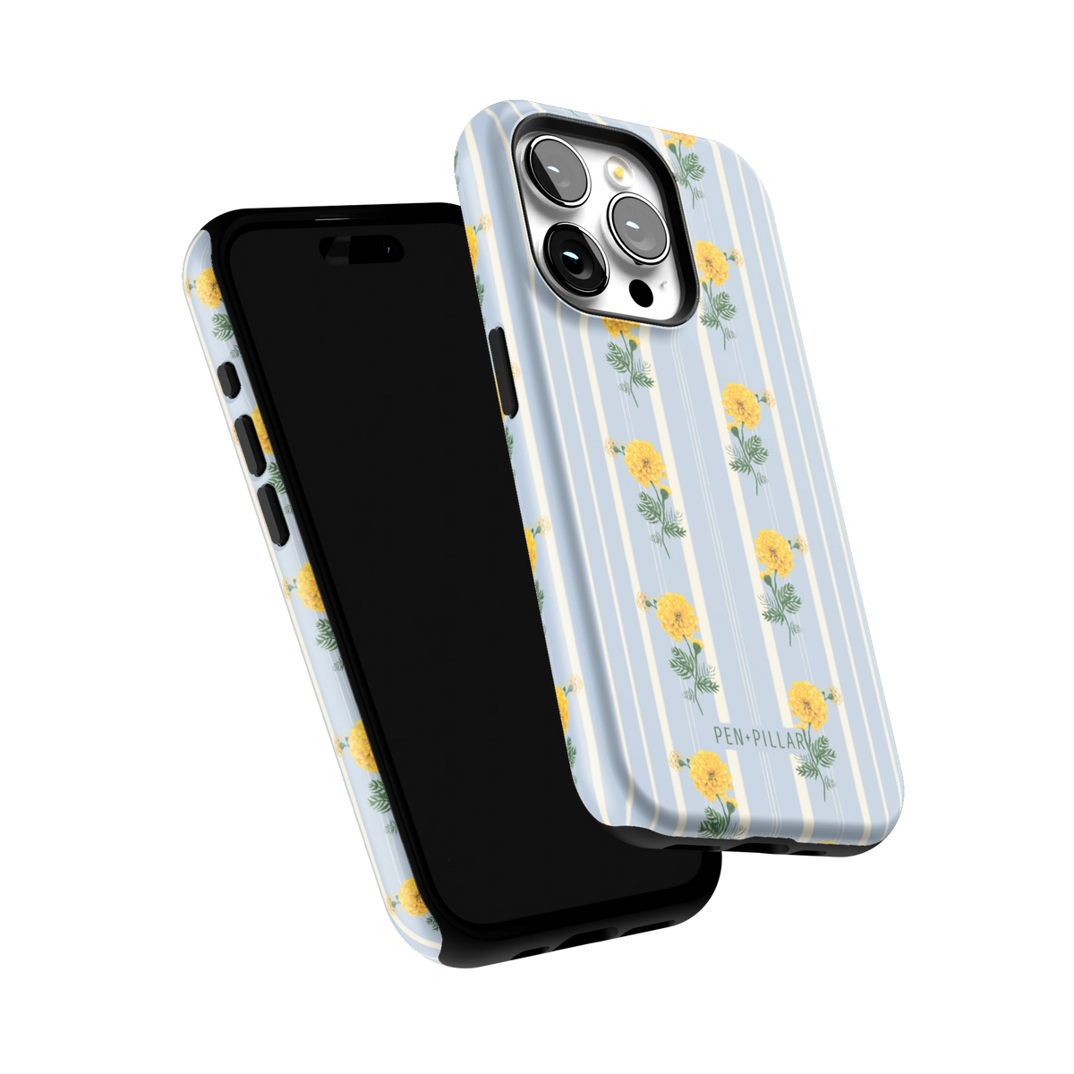 October Birth Month iPhone 15 Pro case tilted to show the raised edges around the screen and camera