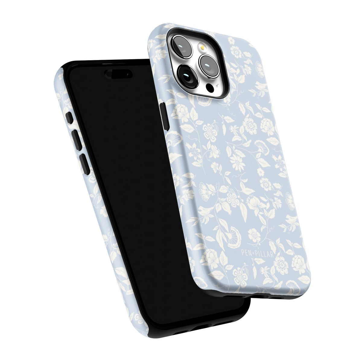 Spritz iPhone 15 Pro Max case tilted to show the raised edges around the screen and camera