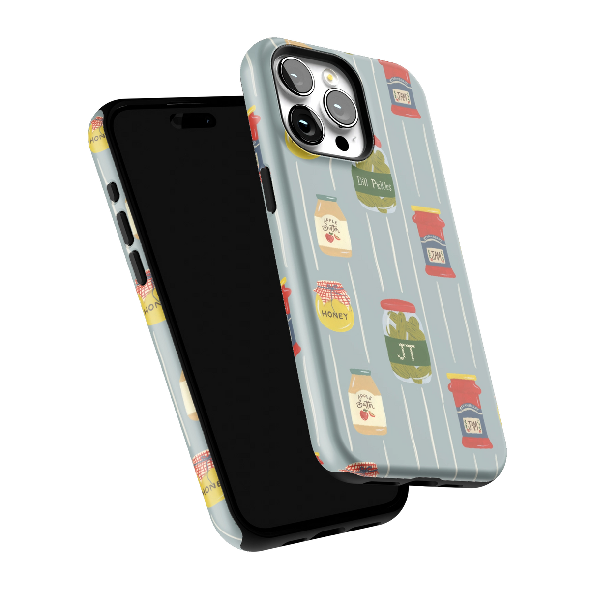 Preserves Personalized iPhone 15 Pro Max case tilted to show the raised edges around the screen and camera