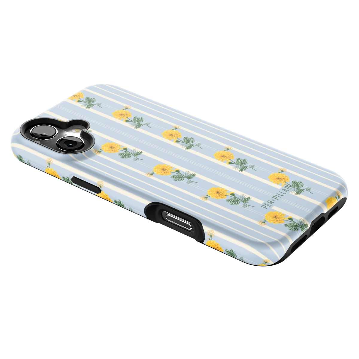 October Birth Month iPhone 16 Plus case lying at an angle, showing the side buttons and print wrapping the edges
