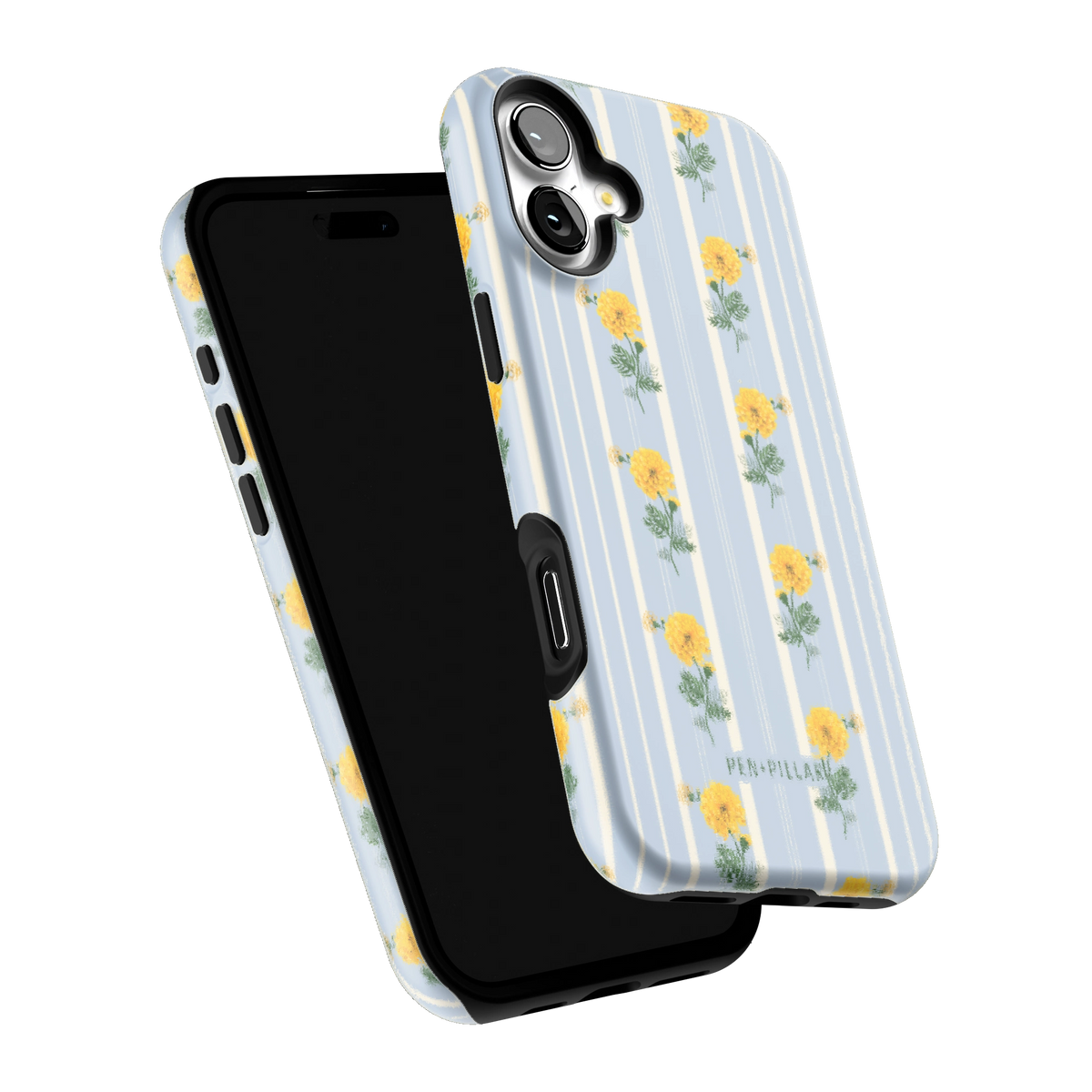 October Birth Month iPhone 16 Plus case tilted to show the raised edges around the screen and camera