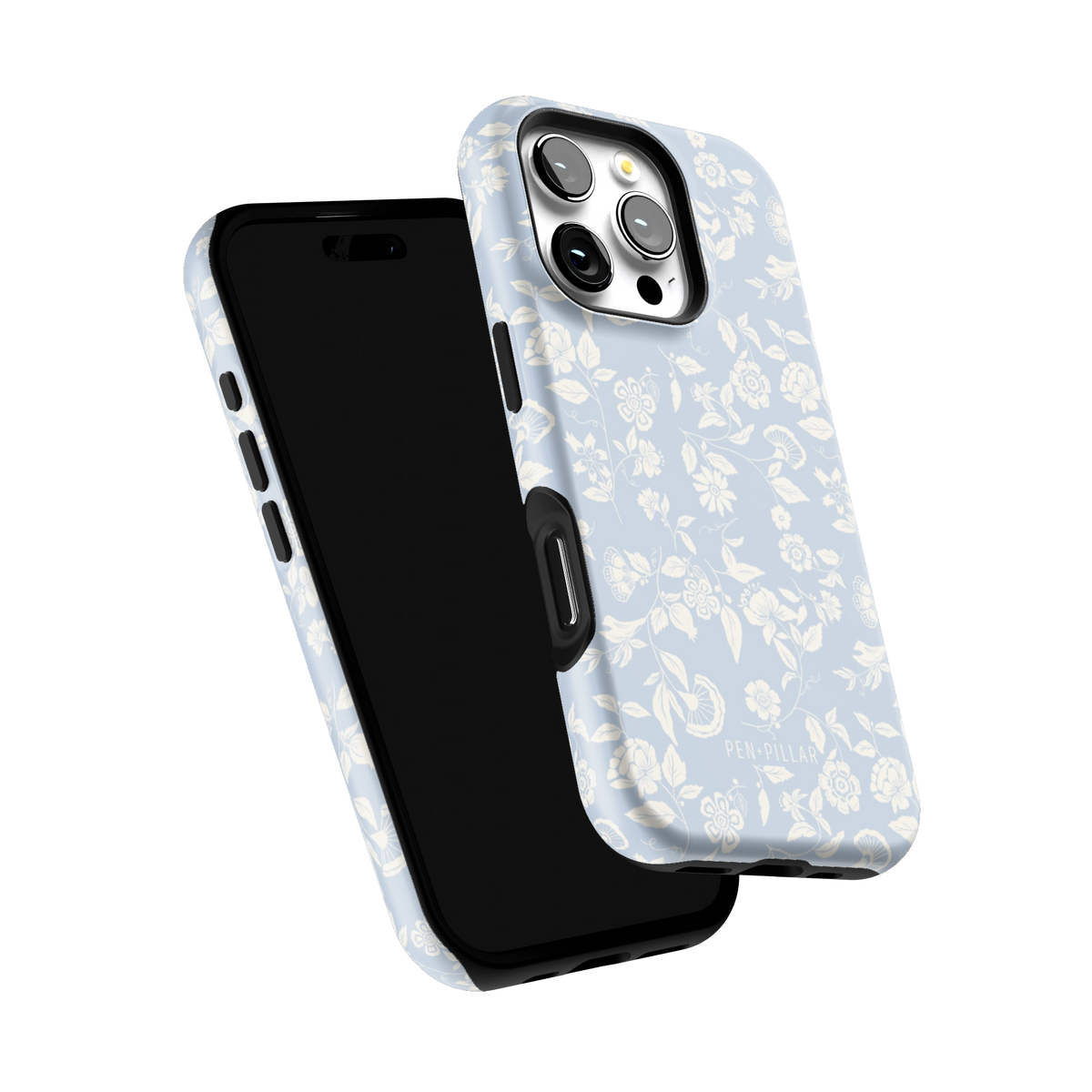 Spritz iPhone 16 Pro case tilted to show the raised edges around the screen and camera