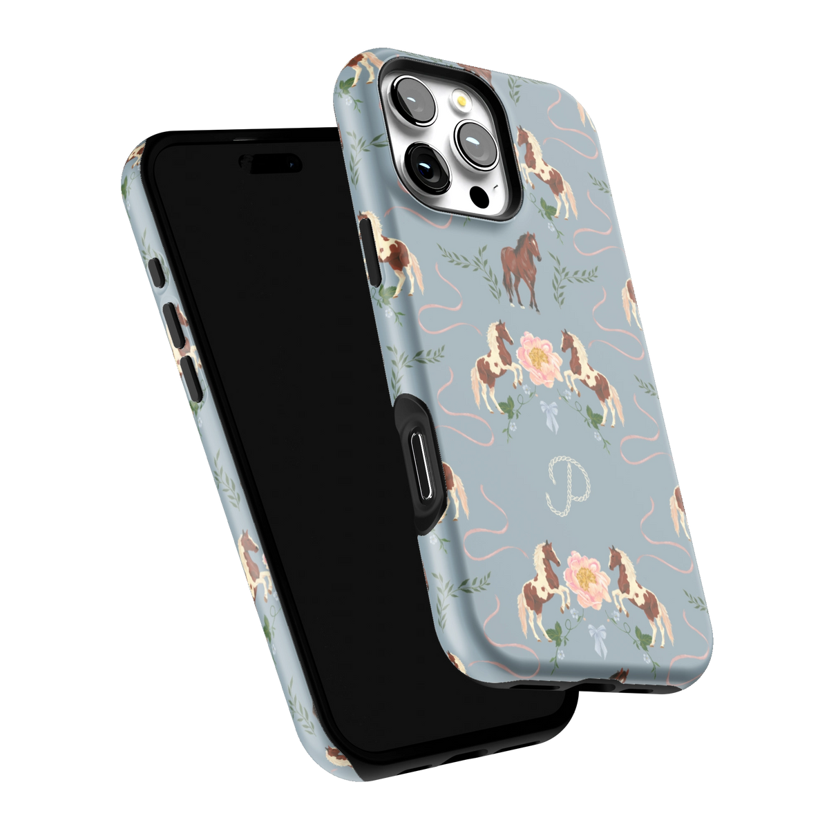Prairie Personalized iPhone 16 Pro Max case tilted to show the raised edges around the screen and camera