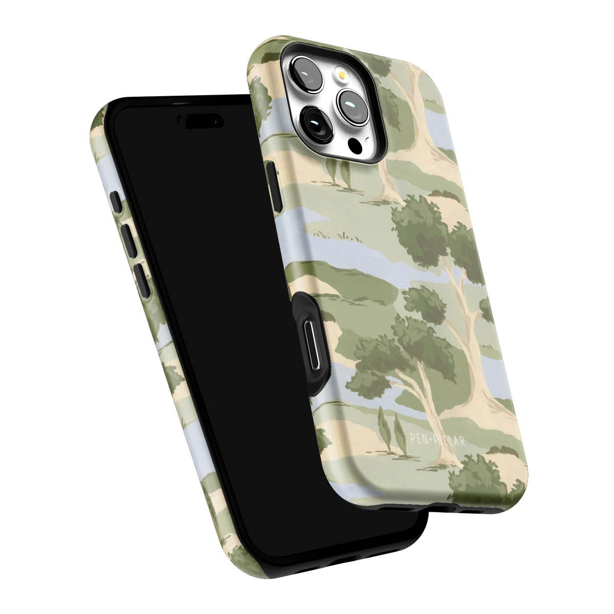 Orchard iPhone 16 Pro Max case tilted to show the raised edges around the screen and camera