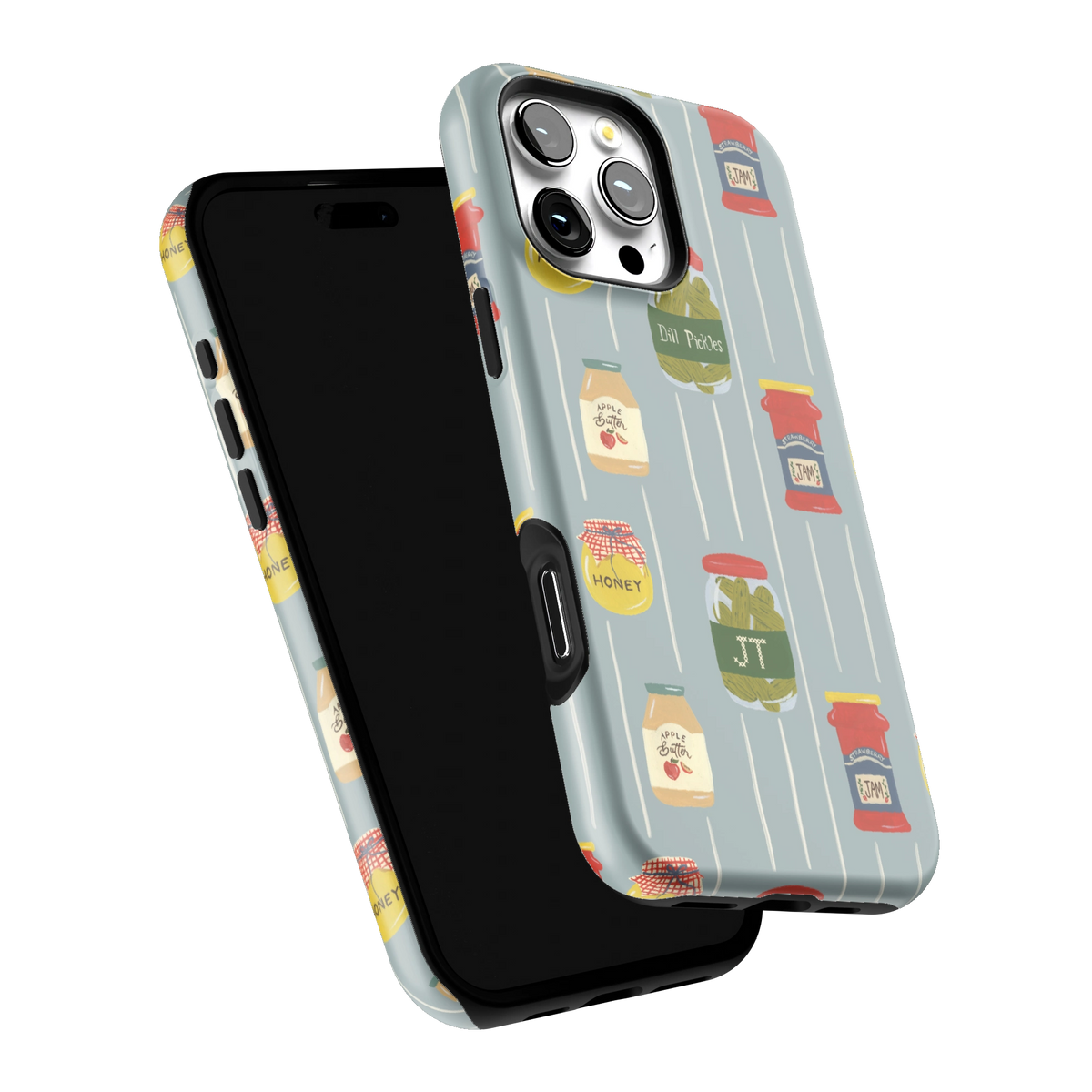 Preserves Personalized iPhone 16 Pro Max case tilted to show the raised edges around the screen and camera