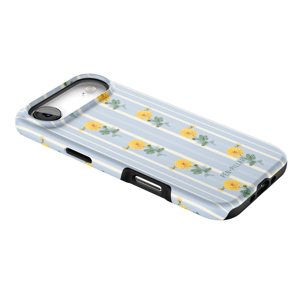 October Birth Month iPhone 17 Air case lying at an angle, showing the side buttons and print wrapping the edges