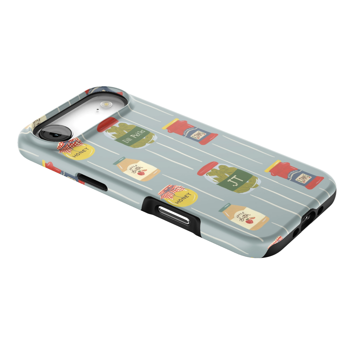 Preserves Personalized iPhone 17 Air case lying at an angle, showing the side buttons and print wrapping the edges