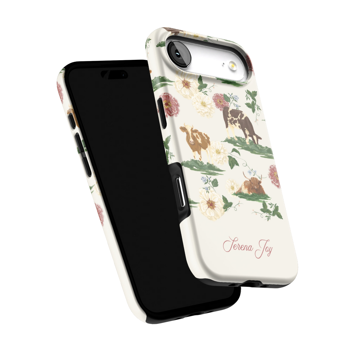 Pasture Personalized iPhone 17 Air case tilted to show the raised edges around the screen and camera