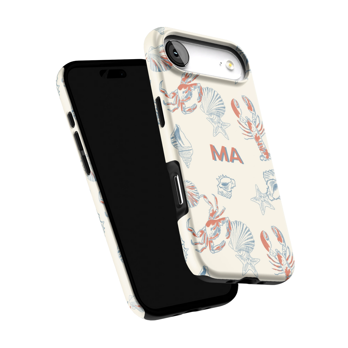 Mariner Personalized iPhone 17 Air case tilted to show the raised edges around the screen and camera