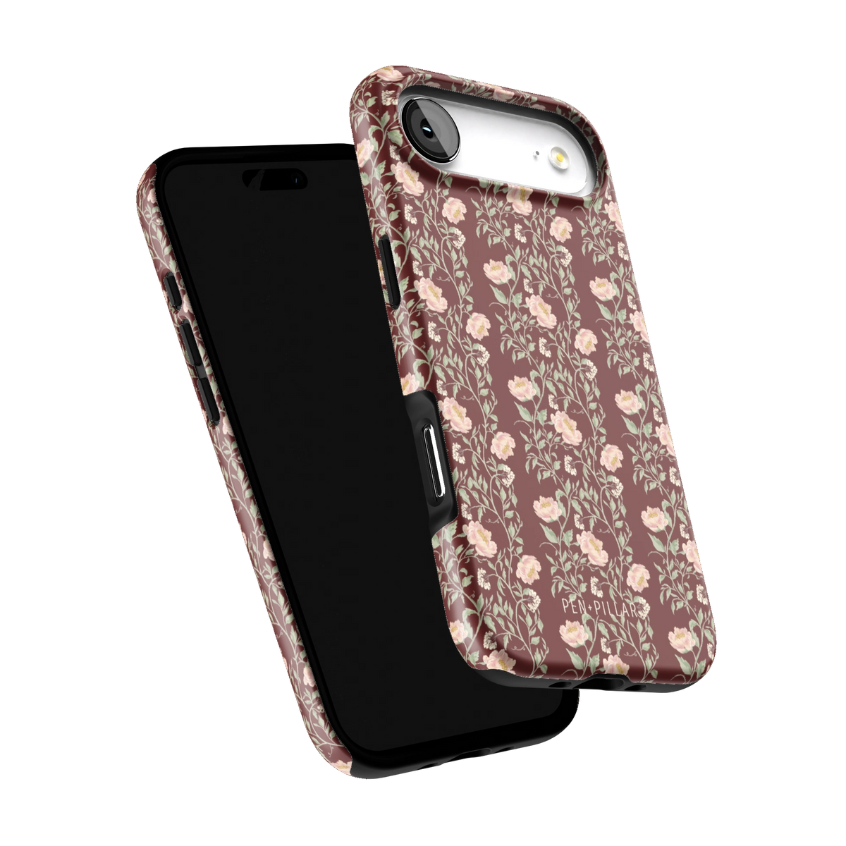 Thicket iPhone 17 Air case tilted to show the raised edges around the screen and camera