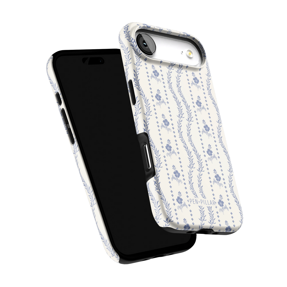 Riviera iPhone 17 Air case tilted to show the raised edges around the screen and camera