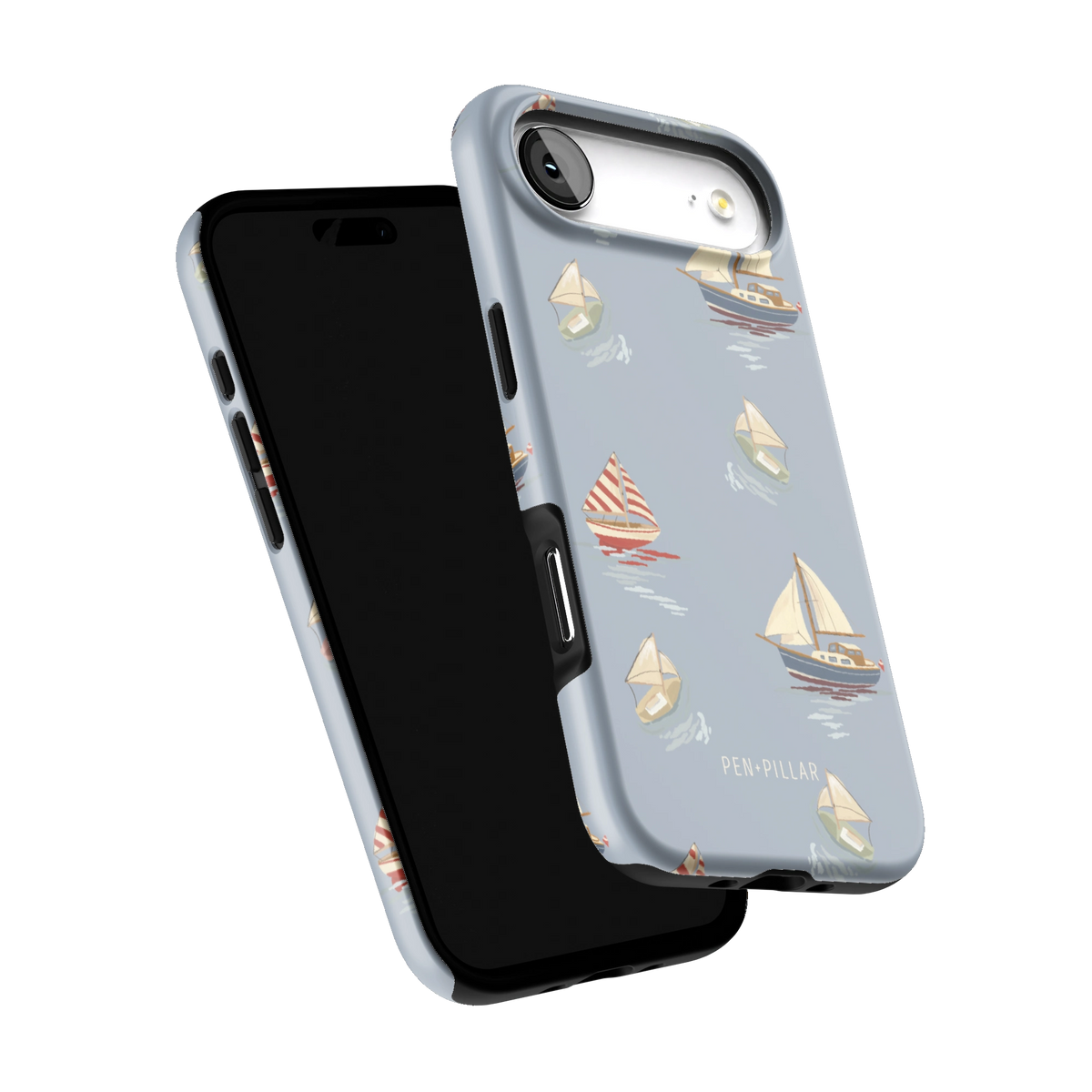 Harbor iPhone 17 Air case tilted to show the raised edges around the screen and camera