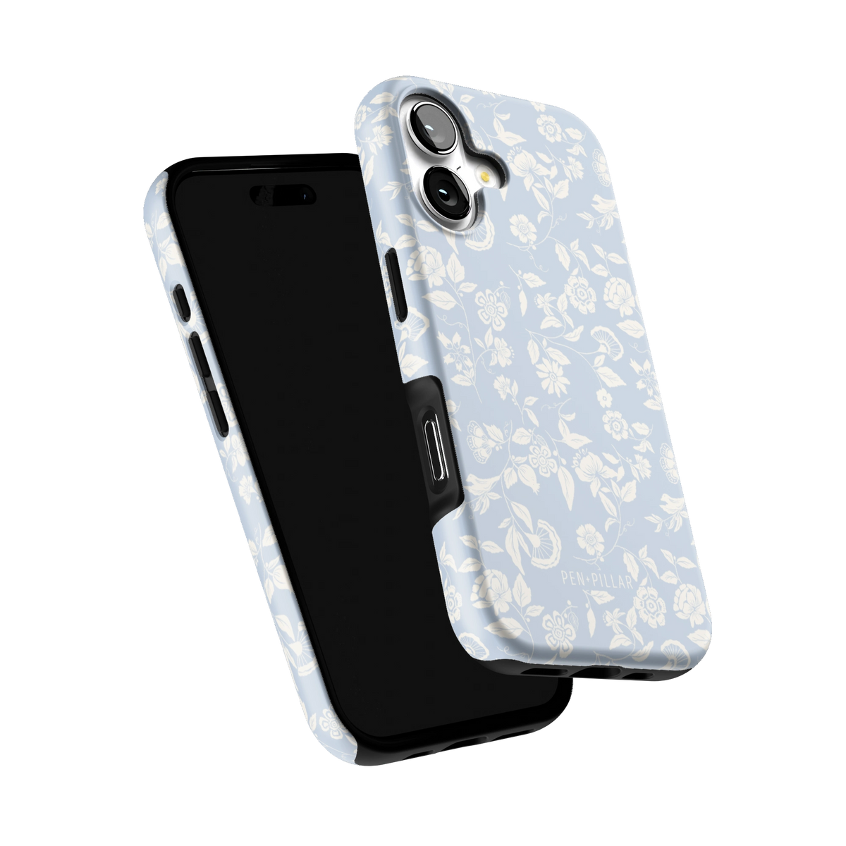 Spritz iPhone 17 case tilted to show the raised edges around the screen and camera