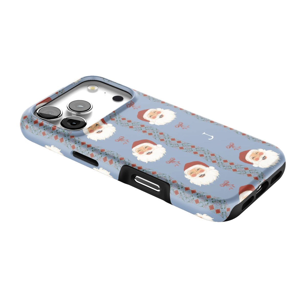 Jolly Personalized iPhone 17 Pro case lying at an angle, showing the side buttons and print wrapping the edges