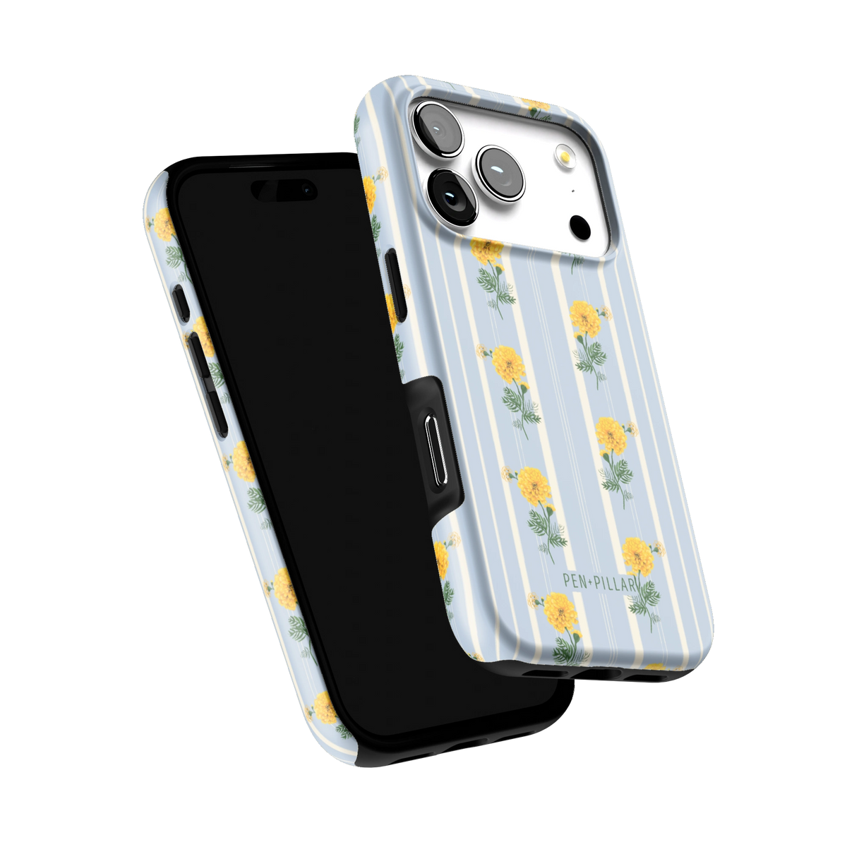 October Birth Month iPhone 17 Pro case tilted to show the raised edges around the screen and camera
