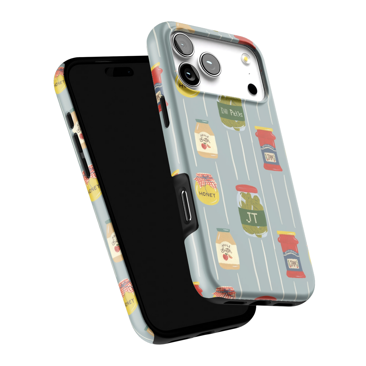 Preserves Personalized iPhone 17 Pro Max case tilted to show the raised edges around the screen and camera