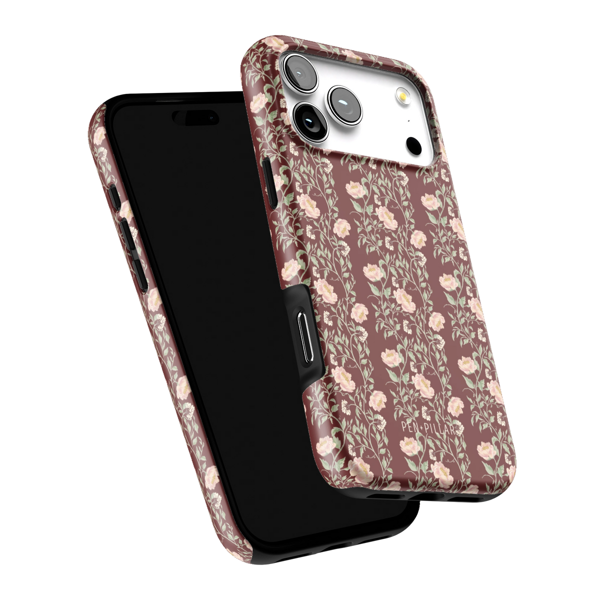 Thicket iPhone 17 Pro Max case tilted to show the raised edges around the screen and camera