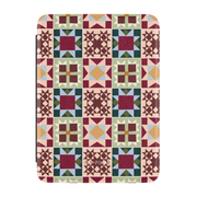 Sugarplum Kindle case, front cover: quilt blocks in burgundy, forest green, blush and gold
