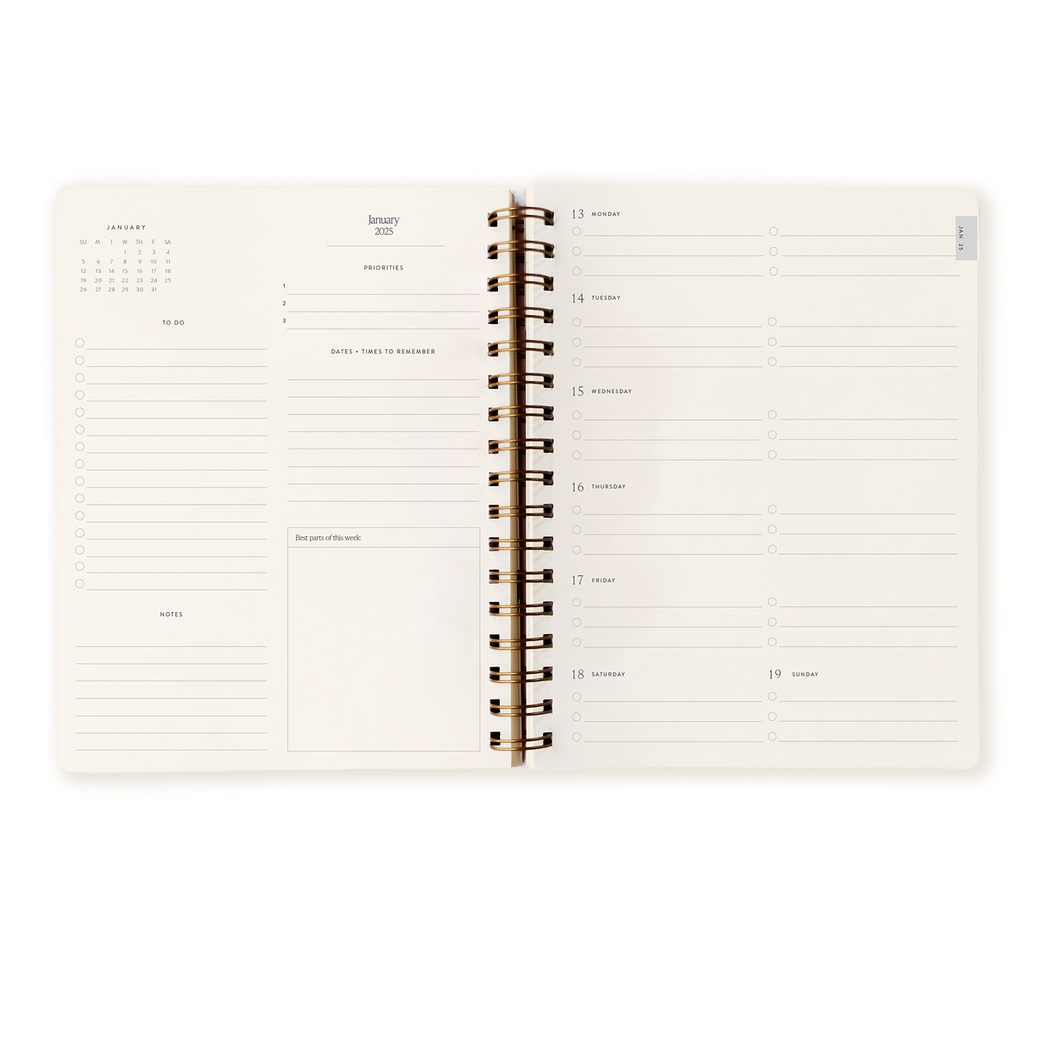 Sienna Bookcloth Weekly Planner