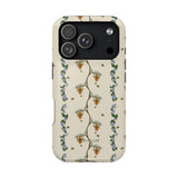 Beehive iPhone case featuring a floral design with bees and honeycombs on a light beige background.