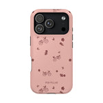 Bike Ride iPhone case in pink with bicycle and flower patterns, designed for iPhone models.