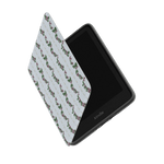 Blackberry Kindle case with floral pattern, open to display the screen and interior design.