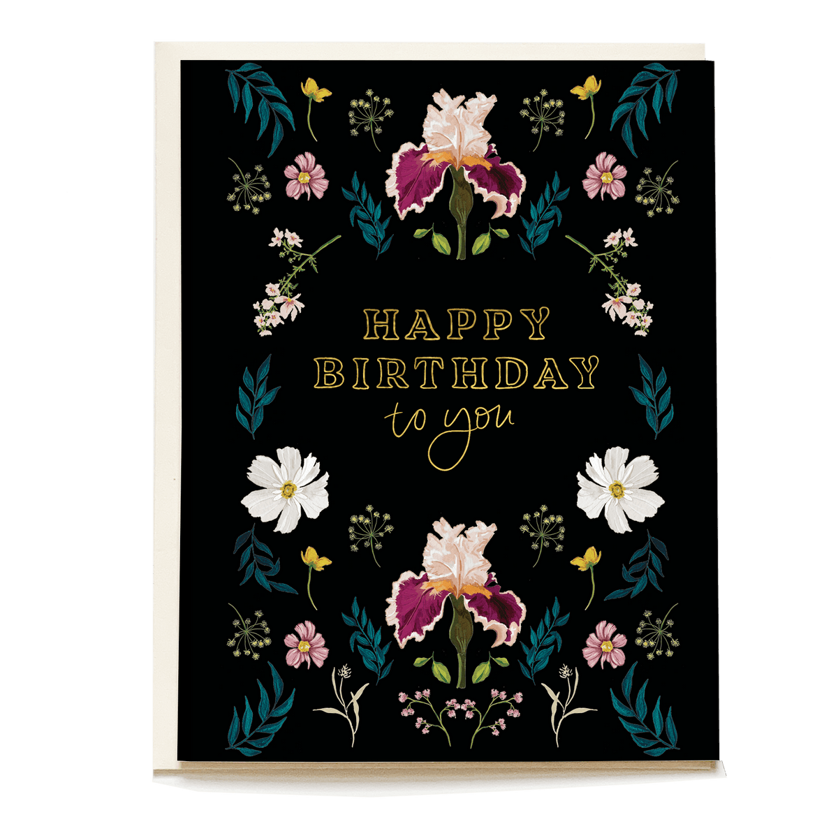 Botanica birthday card featuring colorful flowers and "Happy Birthday to you" text on a black background.