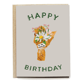 Bouquet birthday card featuring a floral design with the text "Happy Birthday" and a tag saying "To: You From: Me".