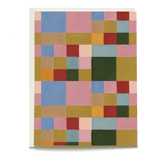 Colorblock blank card featuring a geometric pattern of various colored squares in blue, pink, green, and yellow.